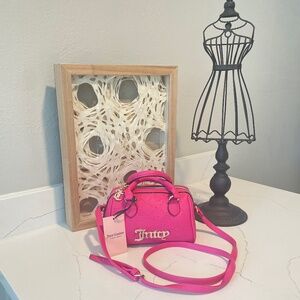 Juicy Couture | NWT “Free Love” Hot Pink Rhinestone Satchel Crossbody Bag